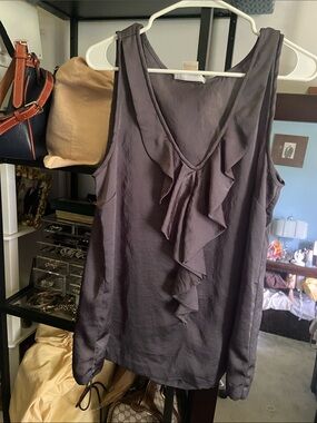 MICHAEL Michael Kors Sleeveless Ruffle Front Camisole - Charcoal